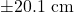 \pm 20.1\text{ cm}
