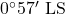 0^\circ 57'\text{ LS}