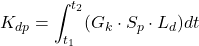\[K_{dp} = \int_{t_1}^{t_2} (G_k \cdot S_p \cdot L_d) dt\]